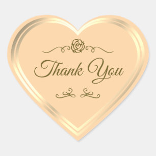 Light Peach Goud Lijst Roos Schattige Dank u Hart Sticker