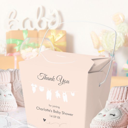 Light Peach Minimalist Baby Girl Shower Bedankdoosjes
