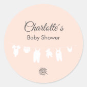 Light Peach Minimalist Baby Girl Shower Ronde Sticker (Voorkant)
