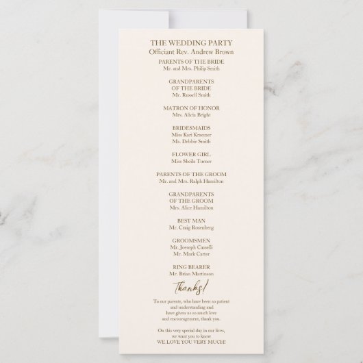 Light Peach Monogram Weddenschappen-programma (Achterkant)