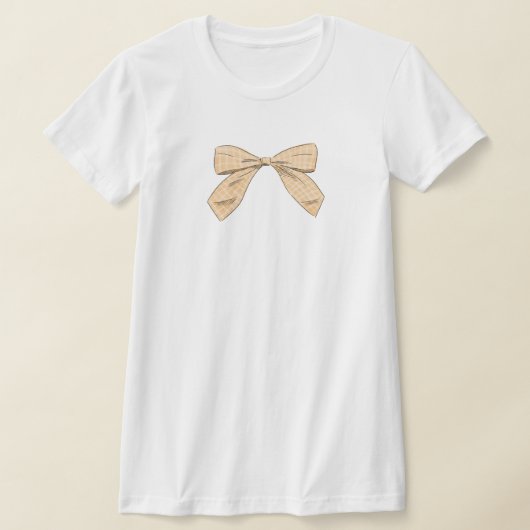 Light Peach Plaid Bow Elegant Baby shower Mom T-shirt (Laagn)