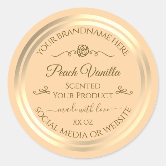 Light Peach Product Label Goud Lijst Roos (Voorkant)