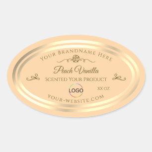 Light Peach Product Label met Gouden Lijst en Logo