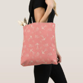 Light Peach Swallows Flowers Pattern Canvas tas (Dichtbij)