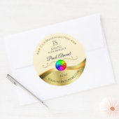 Light Peach Wavy Gold Logo Monogram Productlabel Ronde Sticker (Envelop)