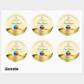 Light Peach Wavy Gold Logo Monogram Productlabel Ronde Sticker (Vel)