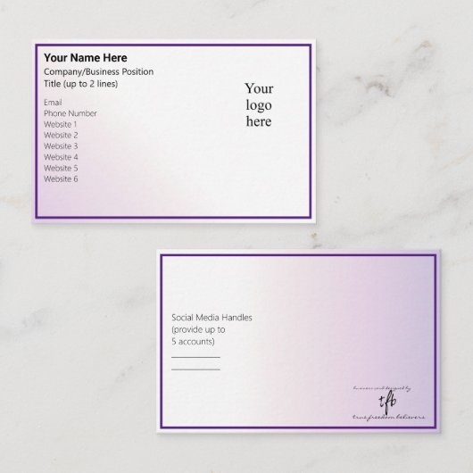 Light Peri Tint & Royal Purple Online Biz Logo Visitekaartje (Voorkant / Achterkant)