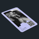 Light Periwinkle Couple Photo QR Code Wedding  Magneet<br><div class="desc">Simple & Sleek Modern Couple Photo Save the Date.  Wedding. Modern Font.  Black text.  Light periwinkle background.  QR Code.  Paper tear frame.</div>