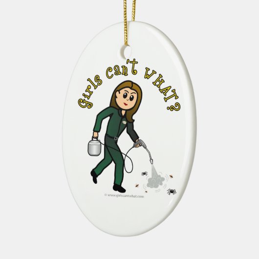Light Pest Control Girl Keramisch Ornament (Links)