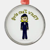 Light Pilot Girl Metalen Ornament (Voorkant)