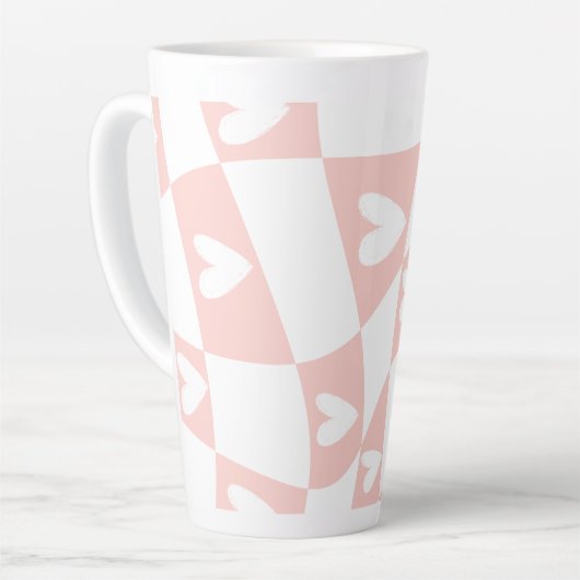 Light Pink Abstract Heart Mug – Minimal Aesthetic  Latte Mok (Linkerhoek)