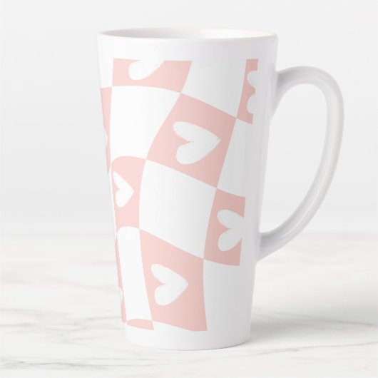 Light Pink Abstract Heart Mug – Minimal Aesthetic Latte Mok (Rechts)