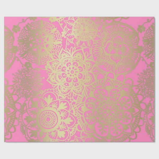 Light Pink and Gold Mandala Pattern Cadeaupapier (Vlak)