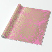 Light Pink and Gold Mandala Pattern Cadeaupapier (Uitgerold)