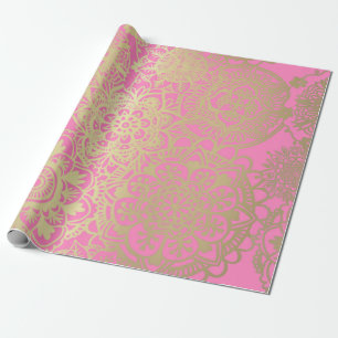 Light Pink and Gold Mandala Pattern Cadeaupapier