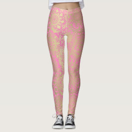 Light Pink and Gold Mandala Pattern Leggings
