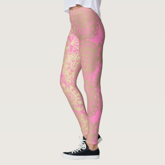 Light Pink and Gold Mandala Pattern Leggings (Links)