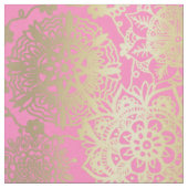 Light Pink and Gold Mandala Pattern Stof (Close Up)