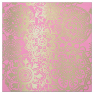 Light Pink and Gold Mandala Pattern Stof