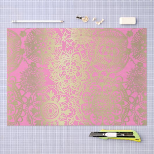 Light Pink and Gold Mandala Pattern Tissuepapier (Craft)