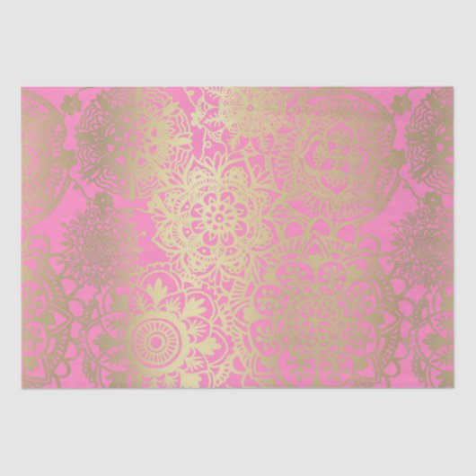 Light Pink and Gold Mandala Pattern Tissuepapier (Voorkant)