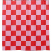 Light Pink and Red Checkered Douchegordijn (Voorkant)