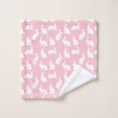 Light Pink And White Bunny Pattern Cute Easter Bad Handdoek (Wasdoekje)