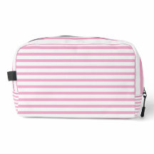 Light Pink and White Striped Toiletry Bag