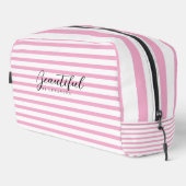 Light Pink and White Striped Toiletry Bag Toilettasje (Rechterhoek)