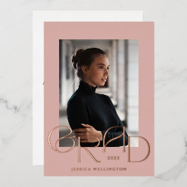 Light Pink Art Deco Tyopgraphy Afstuderen Foto 202 Folie Uitnodiging