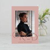 Light Pink Art Deco Tyopgraphy Afstuderen Foto 202 Folie Uitnodiging (Staand Voorkant)