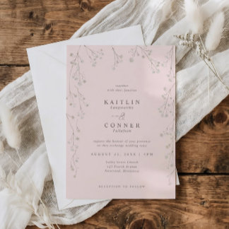 Light Pink Baby's Breath Wildflower Boho Wedding Kaart