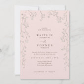 Light Pink Baby's Breath Wildflower Boho Wedding Kaart (Voorkant)