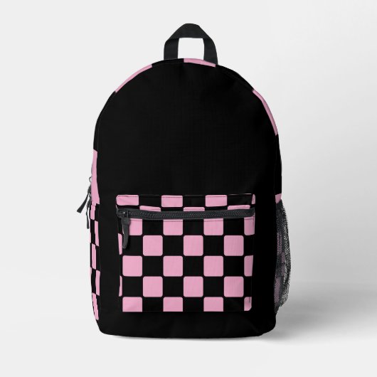 Light Pink & Black Unique Pattern for School Bedrukte Rugzak (Voorkant)