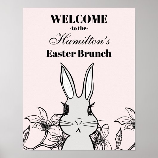 Light Pink Bunny Easter Brunch Poster (Voorkant)