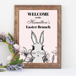 Light Pink Bunny Easter Brunch Poster