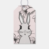 Light Pink Bunny Floral Easter Cadeaulabel (Voorkant)