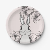 Light Pink Bunny Floral Easter Papieren Bordje (Voorkant)