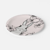 Light Pink Bunny Floral Easter Papieren Bordje (Gekanteld)