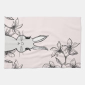 Light Pink Bunny Floral Easter Theedoek (Horizontaal)
