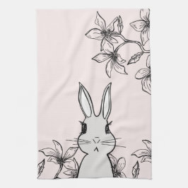 Light Pink Bunny Floral Easter Theedoek