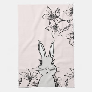 Light Pink Bunny Floral Easter Theedoek