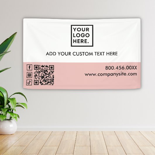 Light Pink Business Logo Social Media Event Vinyl Spandoek