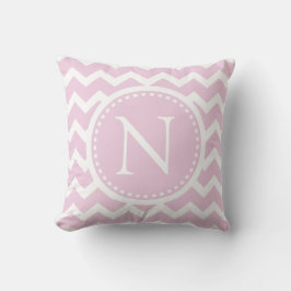 Light Pink Chevron Girly ZigZag Monogram Kussen