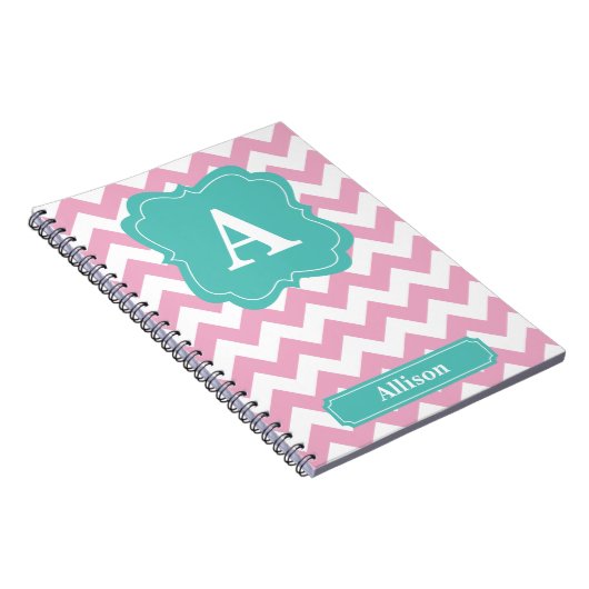 Light Pink Chevron Monogram Notitieboek (Rechterzijde)