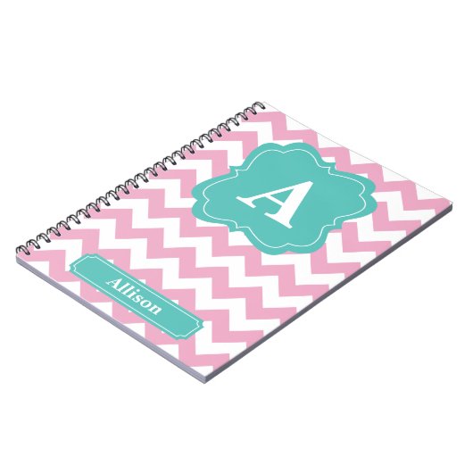 Light Pink Chevron Monogram Notitieboek (Linkerzijde)