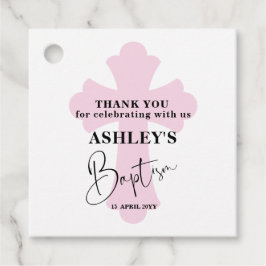 Light Pink Cross Baptism Thank you Favor Tags Bedankjes Labels