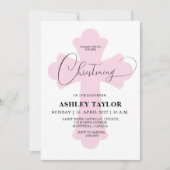 Light Pink Cross Christening uitnodiging (Voorkant)