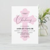 Light Pink Cross Christening uitnodiging (Staand voorkant)