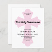 Light Pink Cross First Holy Communion Invitation (Voorkant / Achterkant)